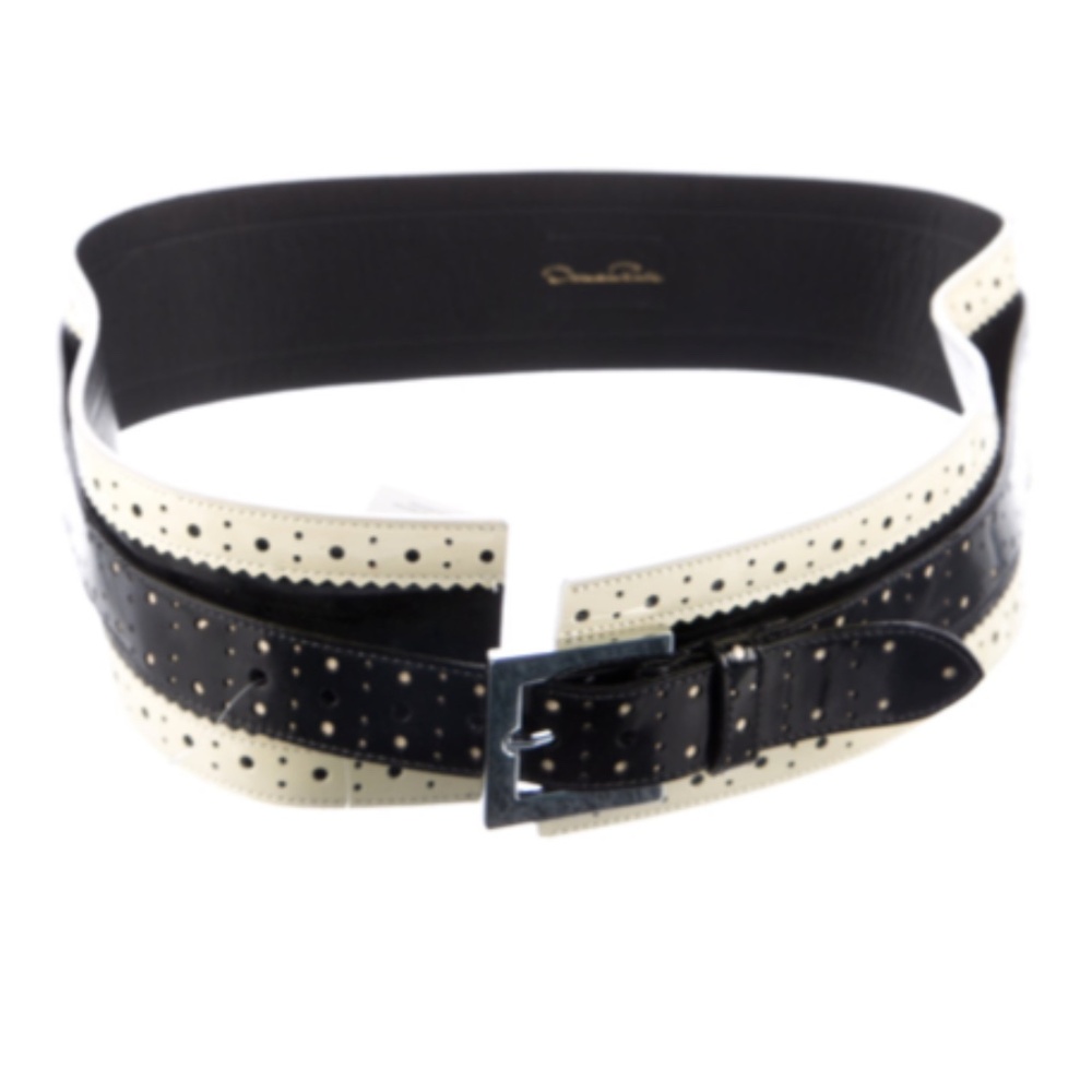 Oscar de la Renta Wide Patent Leather Waist Belt Size: XL